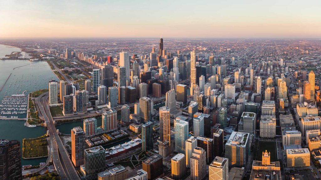 Chicago Skyline Aerial Panorama - Toby Harriman