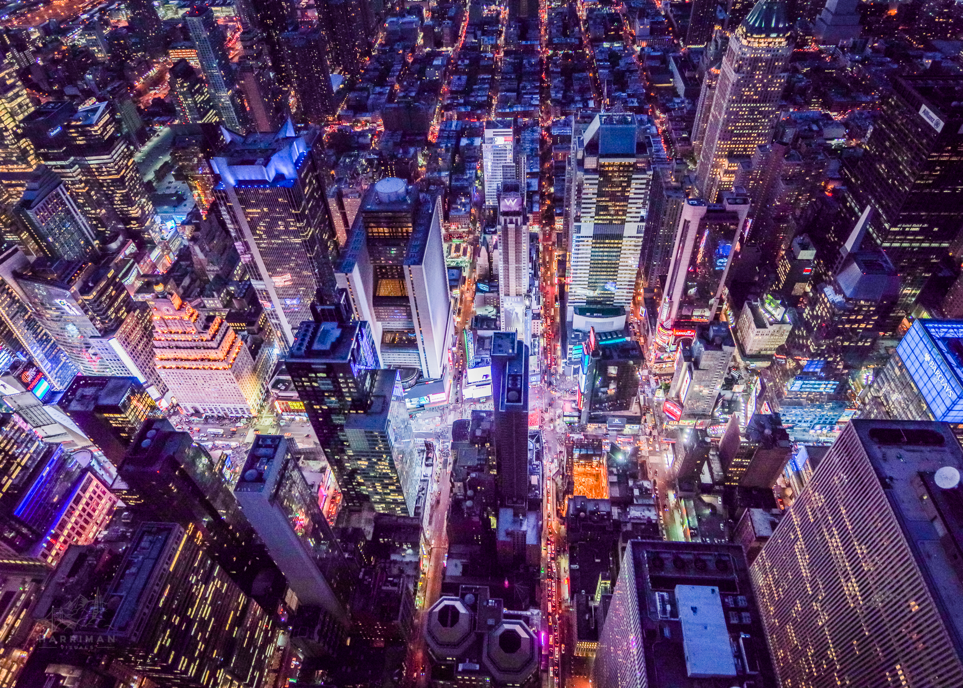 Times Square Aerial Night Pentax 645z