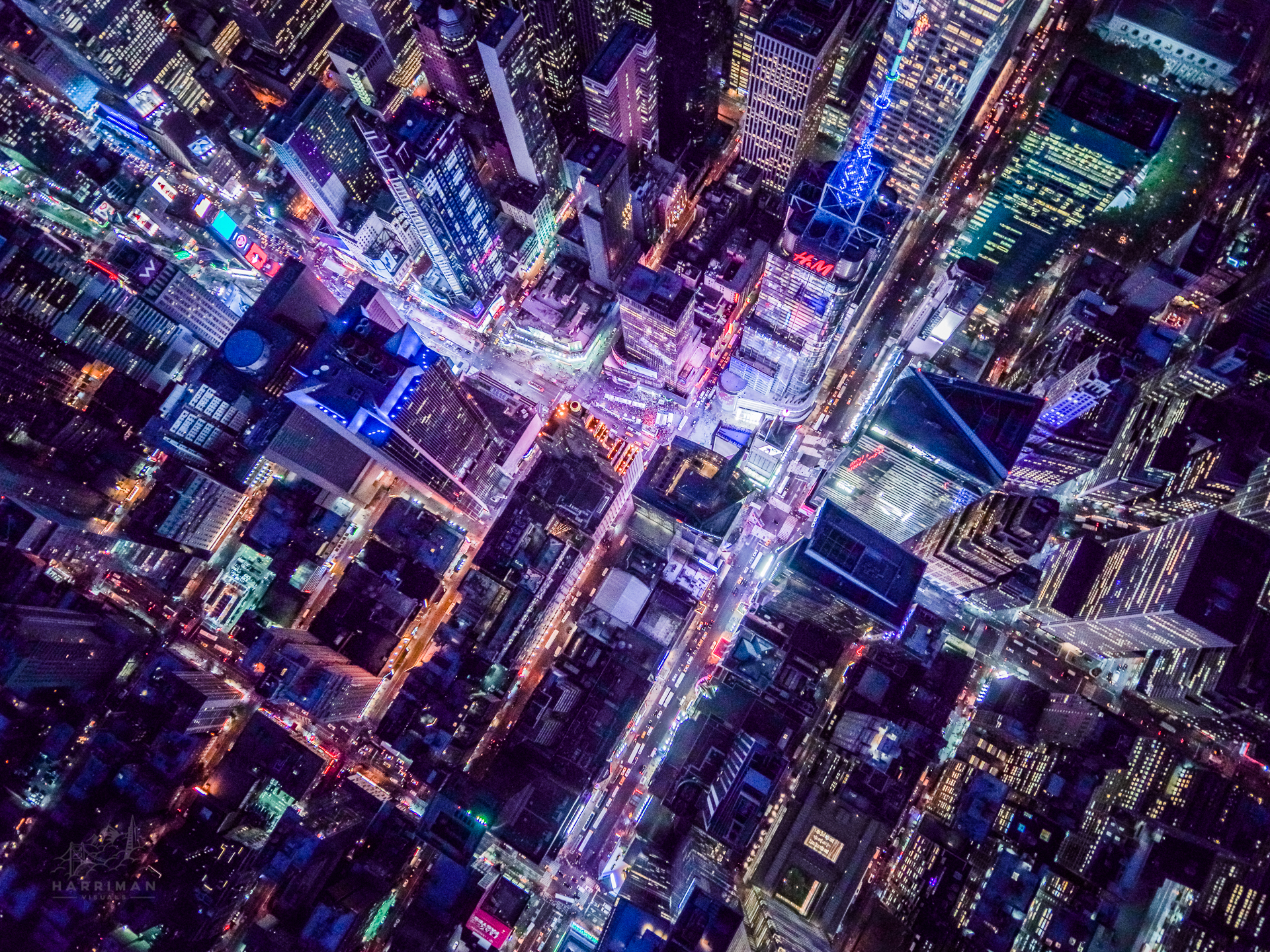 Times Square Aerial Night