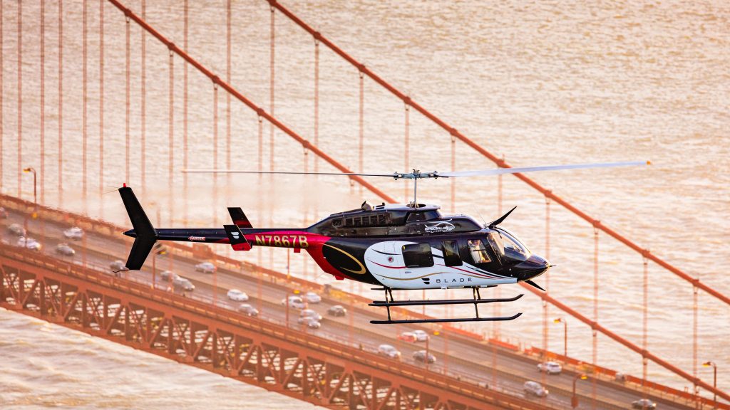 Air-to-Air with a Bell 206L-3 LongRanger Helicopter above the Golden Gate Bridge in San Francisco California - Aerial Aviation Photography by Toby Harriman with Specialized Helicopters - 1