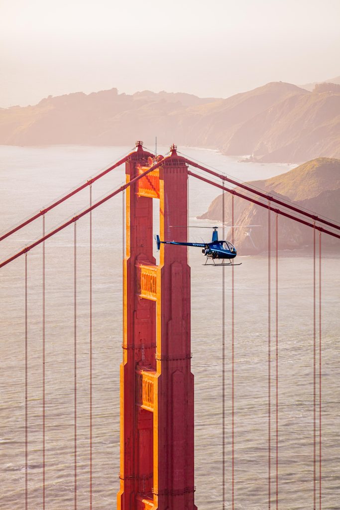 Air-to-Air with a Bell 206L-3 LongRanger Helicopter above the Golden Gate Bridge in San Francisco California - Aerial Aviation Photography by Toby Harriman with Specialized Helicopters - 4