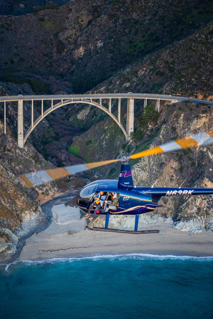 Air-to-Air with a Robinson R44 Helicopter on California Coast above Bixby Bridge in Big Sur - Aerial Aviation Photography by Toby Harriman with Specialized Helicopters - 2