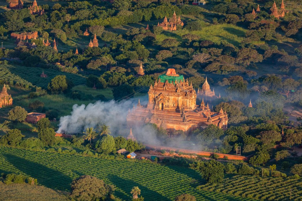 Bagan Burning Trash Aerial - Travel Documentary Photography by Toby Harriman - 1