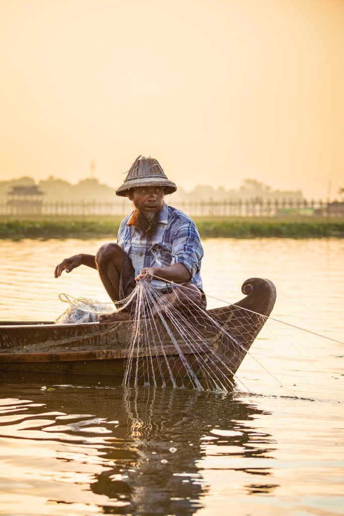 Fisherman at Taungthaman Lake Myanmar