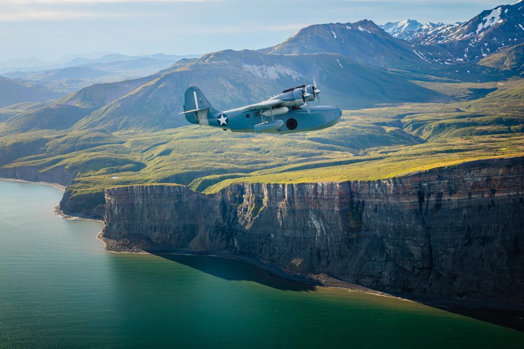 JRF-5 Grumman Goose Alaska Cliffs Aerial 2
