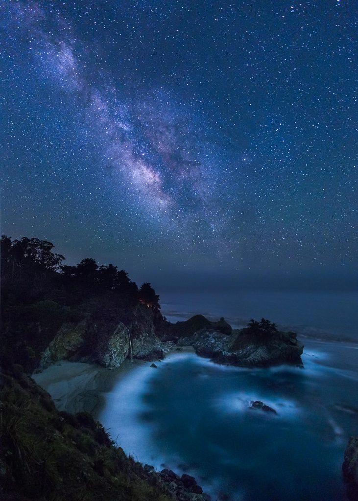 McWay Falls Milky Way - Pfeiffer Burns State Park Big Sur California - Outdoor Travel Photography by Toby Harriman - 1