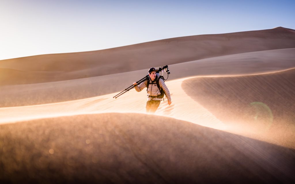 Photographer in Action Sand Dunes Induro