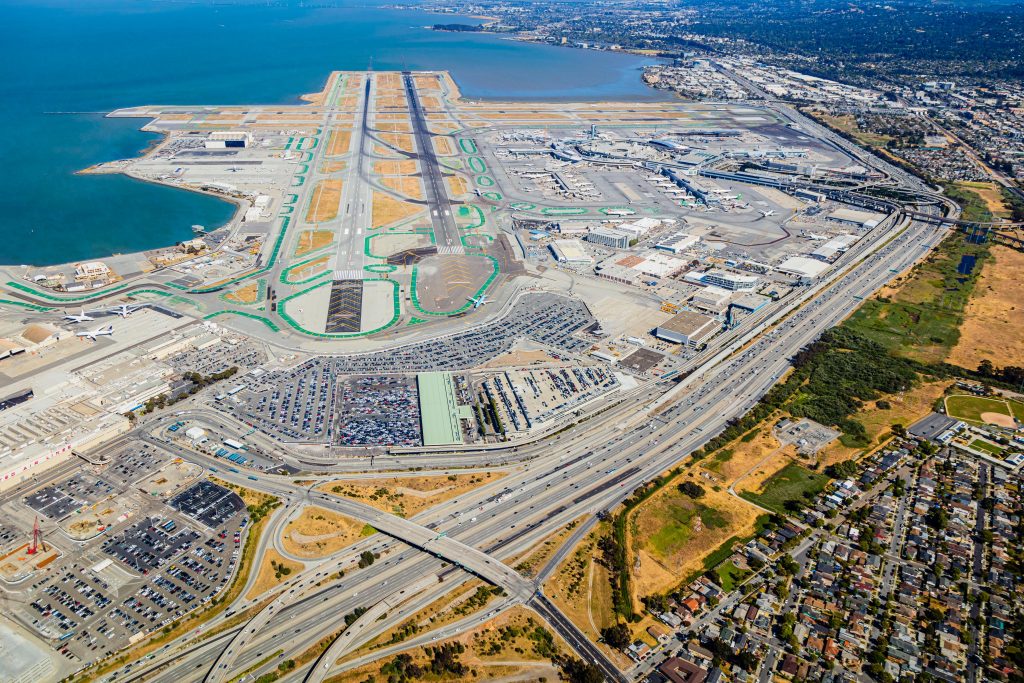 San Francisco International Airport The Departure Takeoff View -