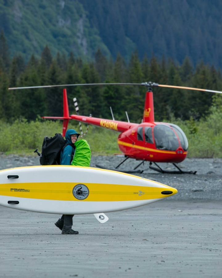 Helicopter Paddleboarding Glacier Lagoon Icebergs Alaska